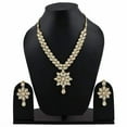 thumbnail image 2 of Eye-catching Gold-Plated Kundan Necklace Set with Earrings - Traditional Indian Fancy Jewelry, 2 of 2