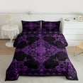 thumbnail image 2 of Manfei Vintage Victorian Flower Bedding Comforter Set,Damask Theme Twin Comforter Sets,Purple Black Bedding Set For Teens,Luxury Bedroom Decor Reversible,2pcs, 2 of 8