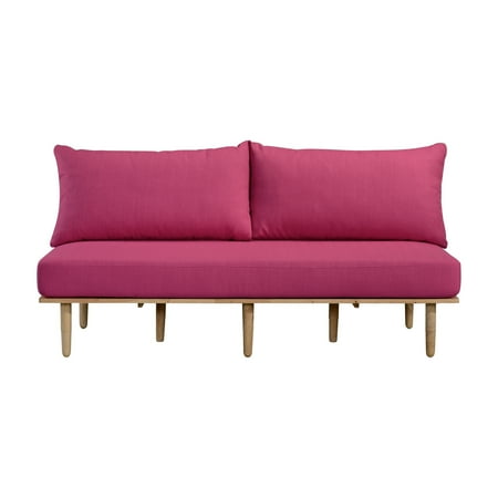 Armless Sofa - Handy Living Fundamentals Fuchsia Pink Linen Armless Sofa