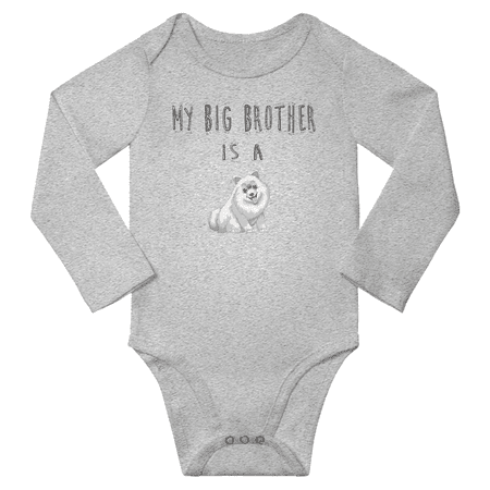 

My Big Brother is a Samoyed Dog Cute Baby Long Sleeve Clothing Jumpsuits Boy Girl (Gray 6-12M)