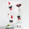 thumbnail image 1 of Pug Tapestry, Dogs in Various States Sad Happy Cool Excited Dog Bone Dotted Mug Caricature Style, Fabric Wall Hanging Decor for Bedroom Living Room Dorm, 5 Sizes, Black Red White, by Ambesonne, 1 of 1