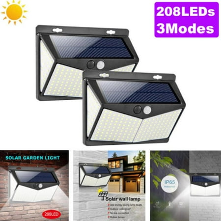 

Outdoor Wall Light Fixtures Solar Powered Built-in Motion Sensor LED Security Lights 208 LEDs For Garden Garage Driveway Patio Yard