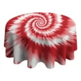 thumbnail image 4 of Red White Tie Dye Spiral Pattern Round Tablecloth 60"x60",Wrinkle Wipeable Table Cloth for Kitchen Dining Room Picnic Patio Party, 4 of 6