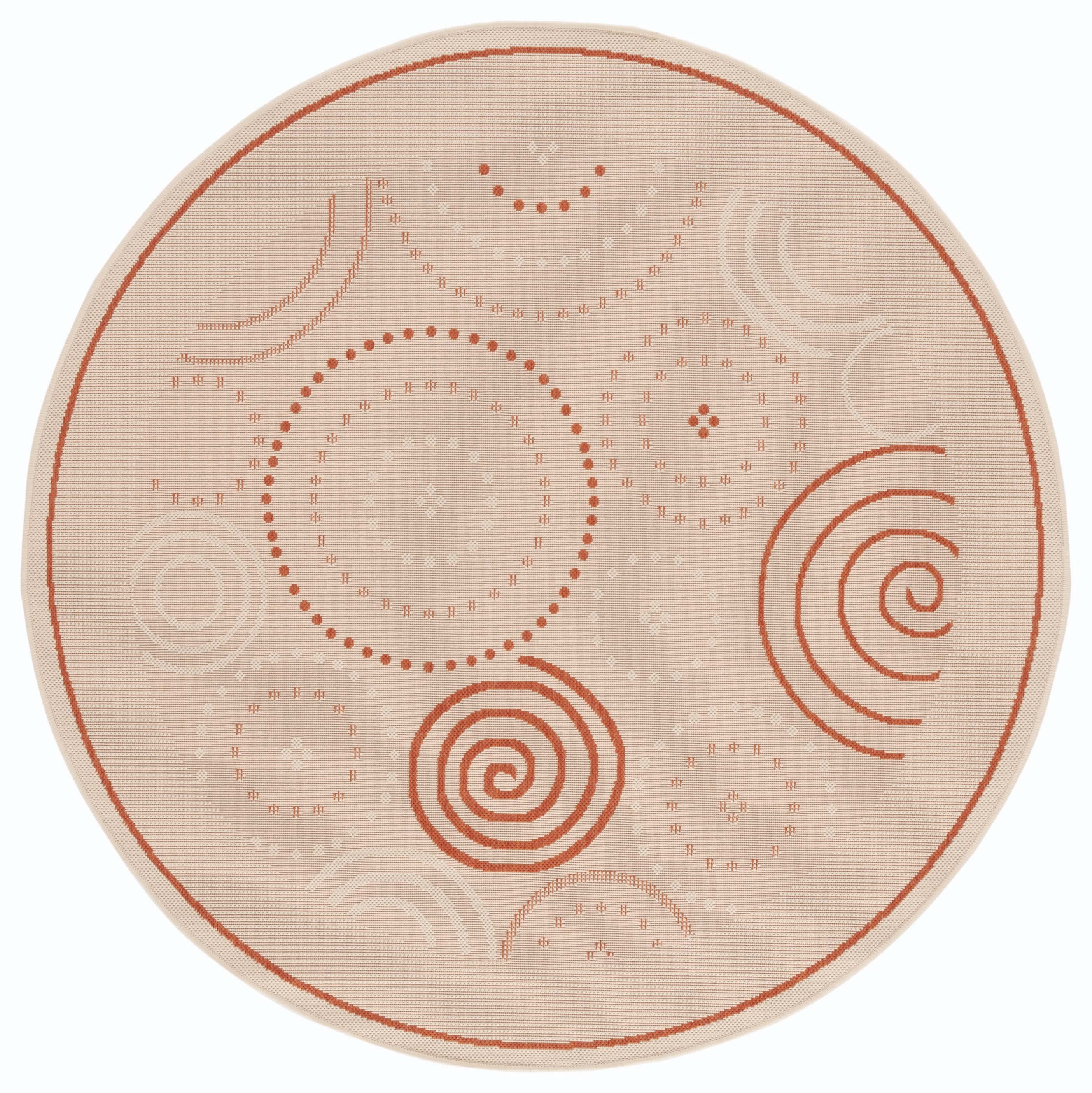 Safavieh Courtyard Hugo Oriental Indoor/Outdoor Area Rug, Natural/Terracotta, 5'3" x 5'3" Round