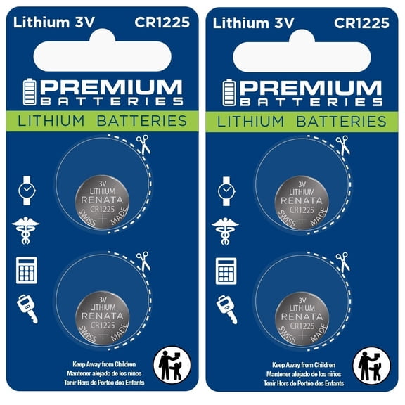 Premium Batteries Renata CR1225 3V Child Safe Lithium Coin Cell (4 Count)