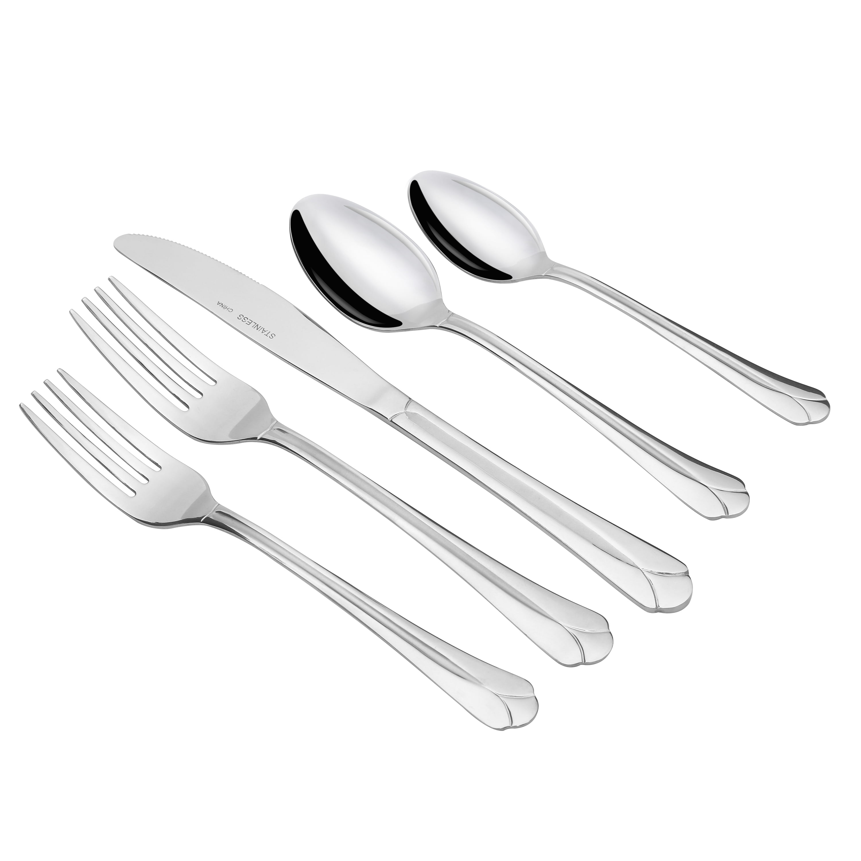 Mainstays Flaxton 20 Piece Stainless Steel Flatware Set