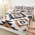 thumbnail image 5 of Manfei Southwestern Geometric Queen Sheets, Hippie Aztec Queen Sheet Sets, Black Brown White, Reversible 4-Piece1 Flat Sheet + 1 Fitted Sheet + 2 Pillowcases, 5 of 6