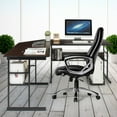 thumbnail image 4 of Gymax L-Shaped Computer Desk Drafting Table Workstation w/ Tiltable Tabletop Espresso, 4 of 10