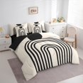 thumbnail image 3 of jejeloiu Retro Striped Pattern 7-Piece Twin Bedding Sets,Abstract Geometric Artwork Bedding Comforter Set,Black Khaki Sheet Sets For Adult,Ultra Soft Home Decor Reversible, 3 of 8