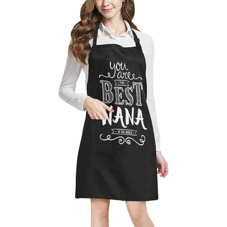 ASHLEIGH Funny Mother's Day Gift Apron You Are the Best Nana in the World Chef Aprons Professional Kitchen Chef Bib Apron with Pockets Adjustable Neck