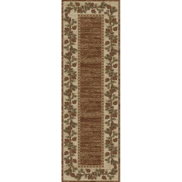 Rug Empire Rustic Lodge, Pine Cone Open Field Area Rug, 26" W x 91" L, Multi 6708