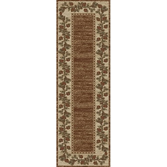 Rug Empire Rustic Lodge, Pine Cone Open Field Area Rug, 26" W x 91" L, Multi 6708