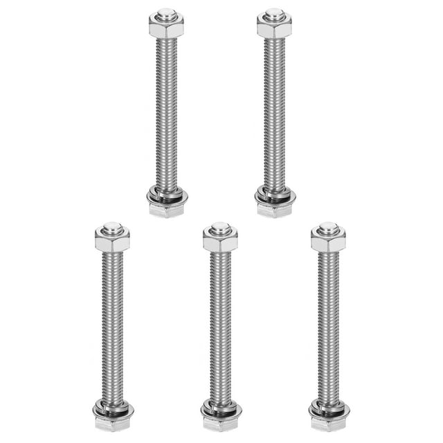 M8 x 80mm Vis Hexagonale en Acier Inoxydable 304, Écrous, Kit d'Assortiment de Rondelles Plates et Verrouillables, 5 Ensembles