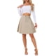 thumbnail image 2 of Faldas de mujer Inspire Chic, de talle alto, en línea A, acampanadas, casuales, de mezclilla, talla XL, color caqui, 2 of 6
