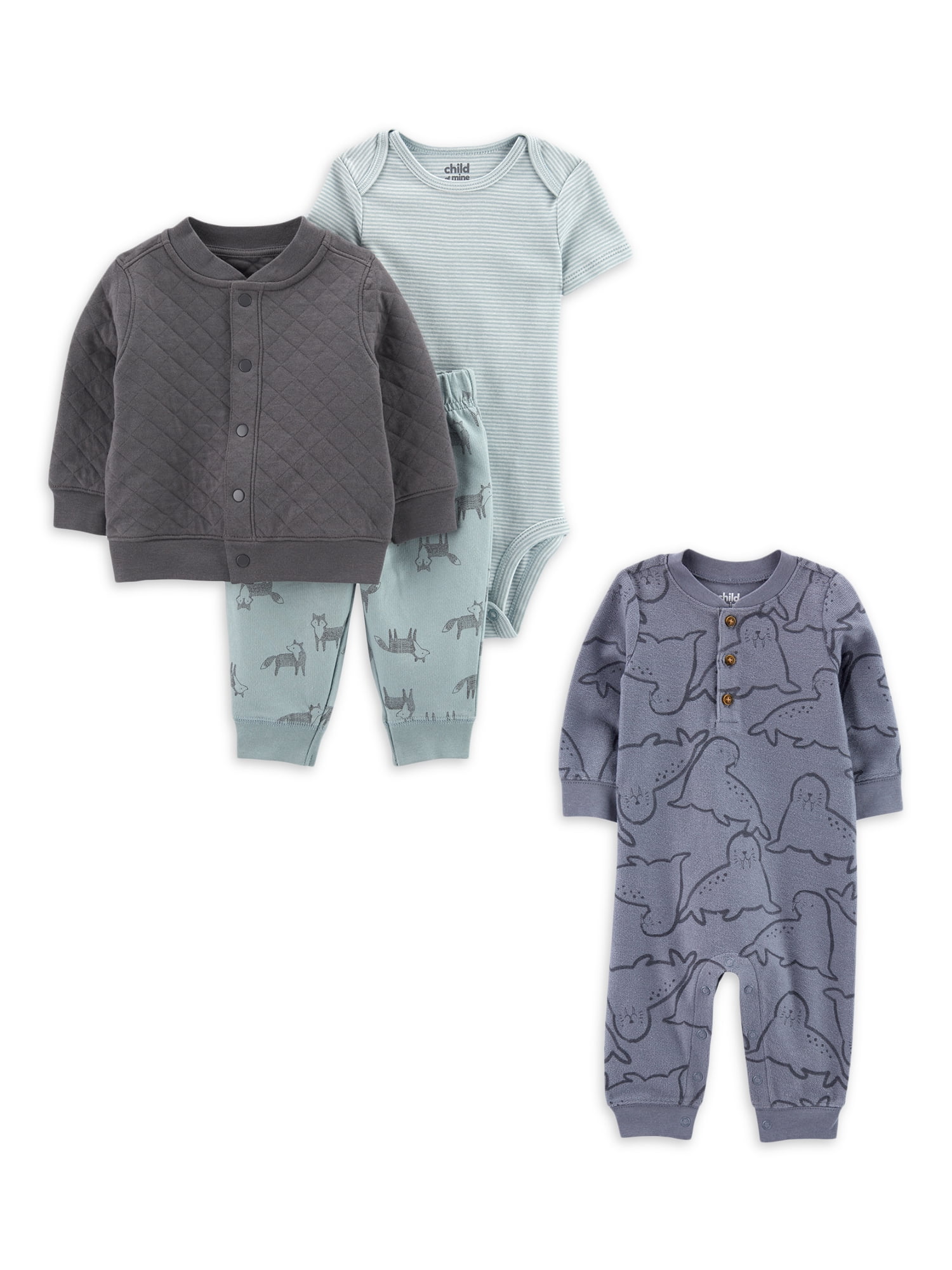 Carter's Child of Mine Baby Boy Cardigan Outfit and Jumpsuit Set, 4