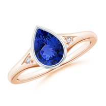 ANGARA Natural Pear-Shaped 1.1 ct Tanzanite Ring with Diamonds in 14K Rose & White Gold for Women (Size-8x6mm) | December Birthstone, Anniversary, Jewelry Gift for Women | Natural Tanzanite Ring
