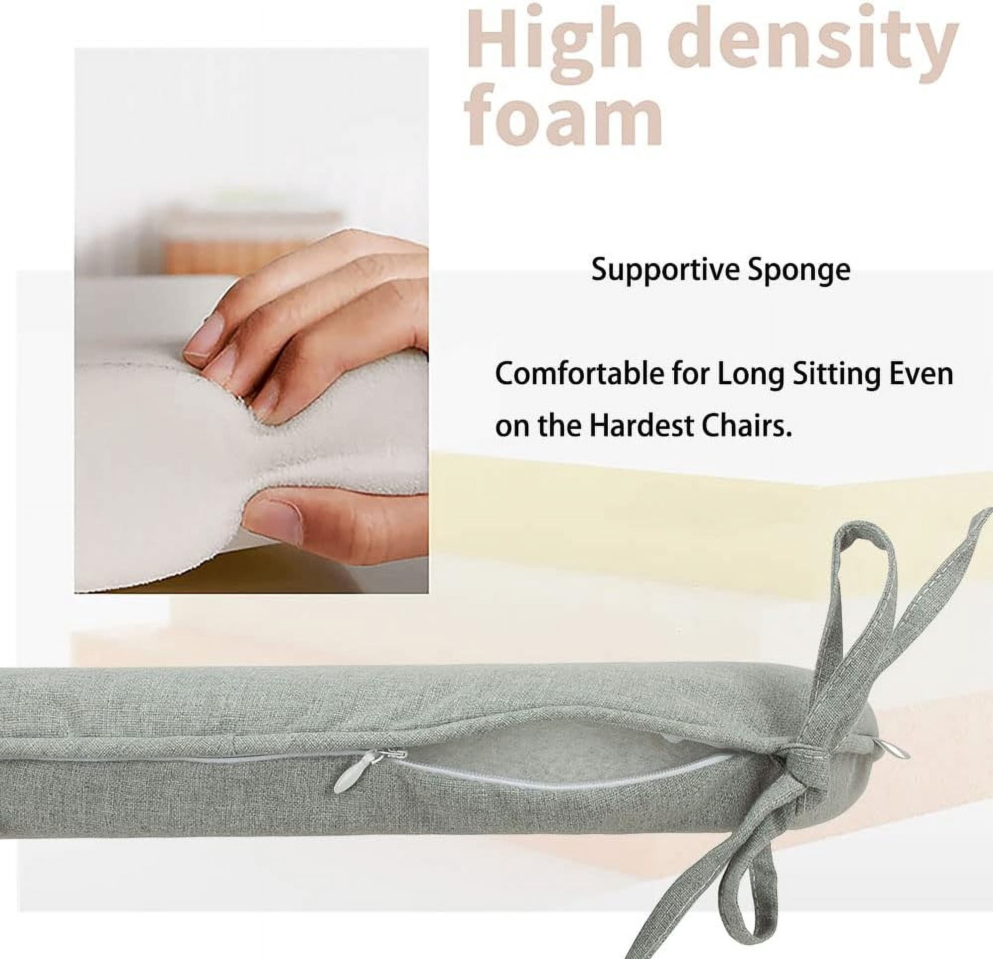 Outdoor/Indoor Chair Cushions Set of 4, Waterproof U-Shape Seat Pads with Ties for  Garden Furniture Home Office (Light Grey)