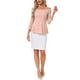 thumbnail image 2 of Blusa de encaje floral sin hombros de la edición INSPIRE CHIC para mujer, top peplum de manga 3/4 en gris y rosa, 2 of 5