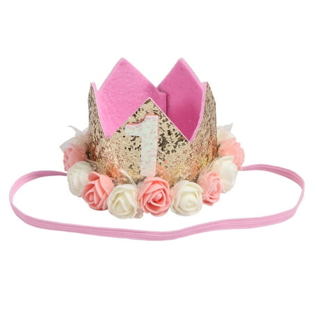 

Baby Flower Crown Headband Birthday Hair Accessories A type 1(Golden)