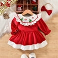 thumbnail image 2 of Tisuna Christmas Dress For Infant Girls Solid Color Long Sleeve Crew Neck Dresses Beauty Soft Girls Outdoor Wear Red Size 9-12 Months, 2 of 9