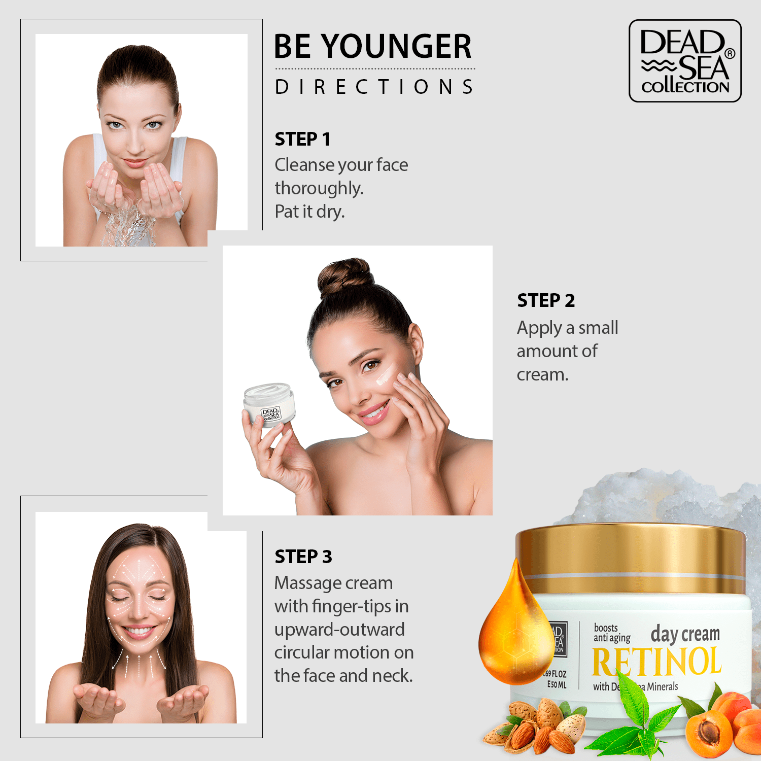 Dead Sea Collection Retinol Anti-Aging Day Cream - Face Moisturizer with Retinol Boost - Firming Cream with Dead Sea Minerals and Retinol - 1,69 Fl. Oz