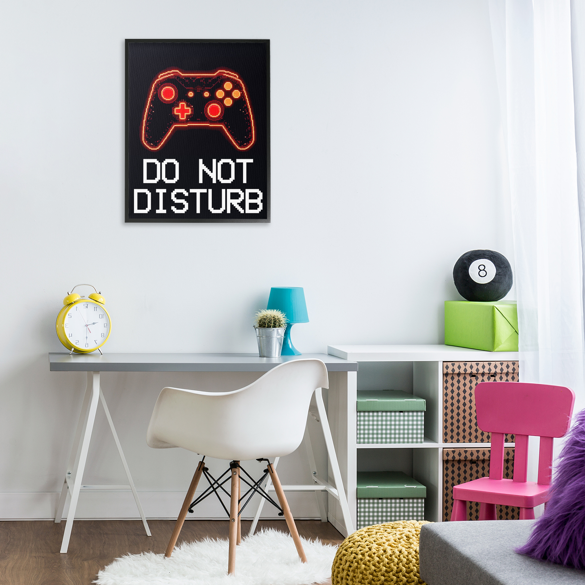 Do Not Disturb Neon Control Black Framed Giclee Art, design by Kim Allen