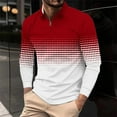 thumbnail image 2 of DDAPJ pyju Big and Tall Polos for Men Quarter Zip Polo Shirt Gradient Print Long Sleeve Golf Shirts Breathable Mesh Sports Tennis Shirt Wine M, 2 of 6