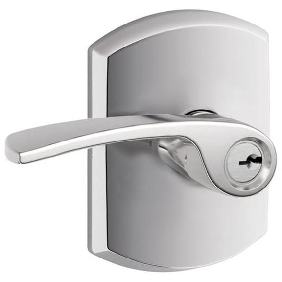 Schlage F51AMER625GRW Merano Single Cylinder Keyed Entry Door Lever Set - Chrome