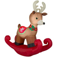 Airblown Inflatables Animated Santa Feeding Reindeer 16.5 ft. Wide ...