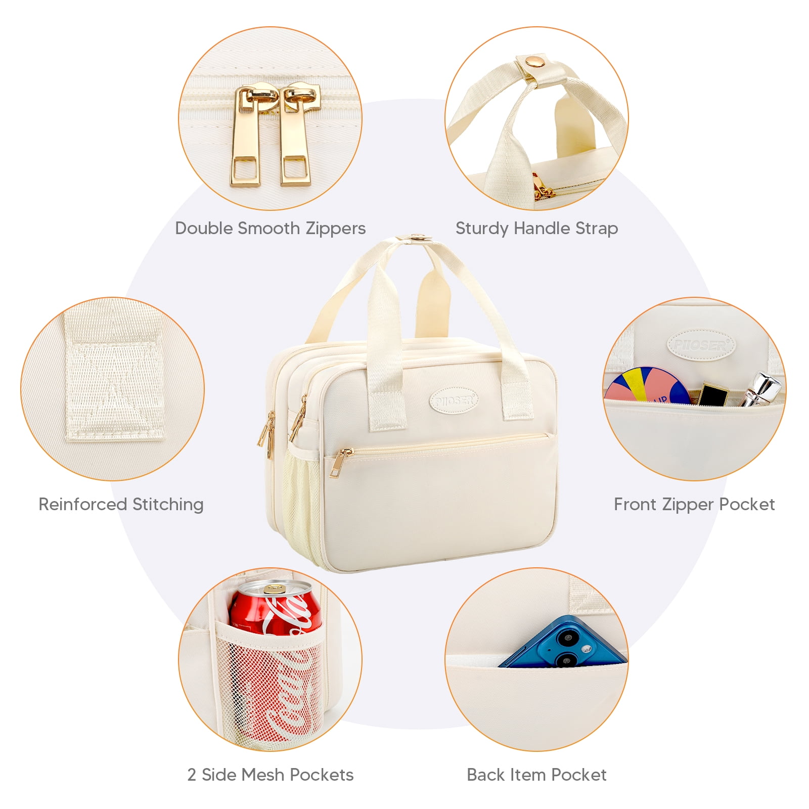 Breastmilk Cooler Travel Bag with Ice Pack, Compatible with Wearable Breast Pumps & Accessories - Portable Hands Free Breast Pump Carrying Case for Nursing & Working Moms, Cream