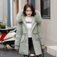 thumbnail image 1 of Chaqueta de algodón grueso de moda con cuello de cuero suelto de estilo coreano de invierno de mediano a largo para mujer, 1 of 6