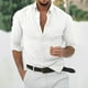 thumbnail image 1 of pstuiky camisa de manga larga para hombre, Camisa de lino de manga larga con botones y botones de color liso para hombre tops de invierno para hombre xxxl, 1 of 5