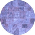 thumbnail image 1 of Ahgly Company Machine Washable Indoor Round Patchwork Blue Transitional Area Rugs, 5' Round, 1 of 4