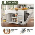 thumbnail image 2 of PulseFay Kitchen Island with Storage, 31.5" D Rolling Kitchen Island Cart on Wheels with Widen Drop Leaf Rubberwood Top, Large Mobile Kitchen Islands with Trash Can Storage and Towel Bar, White, 2 of 7