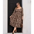 thumbnail image 4 of CASSIE LIZ Womens Dresses Plus Size 5X Long Sleeve Boho Square Neck Bubble Sleeve Brown Flowing Winter Maxi Dresses Holiday Wedding Date Guest 5XL 26W 28W, 4 of 9