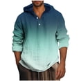 thumbnail image 1 of ameIAEA Mens Fall Hooded Sweatshirts Long Sleeve Button Pullover Tops Gradient Color Casual Shirts, 1 of 4