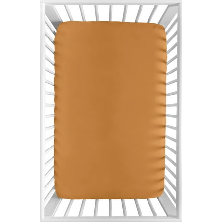 UPC: 0846480095590 | Boho Sun Solid Pumpkin Orange Mini Fitted Crib Sheet by Sweet Jojo Designs
