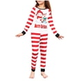 thumbnail image 3 of Odeerbi Matching Family Christmas Pajamas Sets Stripe Sleepwear Boys Girls Cute Xmas Snowman Stripe Print Top Pants Suit Parent-Child Family Wear Loungewear Sleepwear Jammies for Kids, 3 of 9