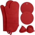 thumbnail image 2 of Guantes de microondas Cocina Hornear Cocinar Ollas Titulares Silicona Algodón Aislamiento térmico Tapetes de mesa, Rojo 6 piezas Jumpingount HA005330-02, 2 of 7