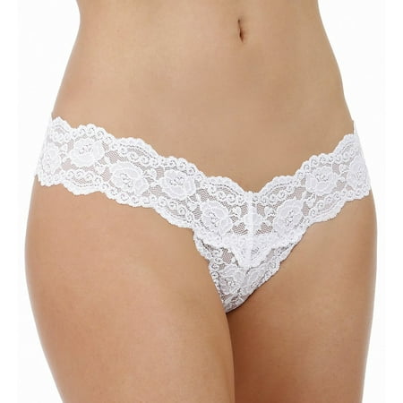 Jezebel Nylon Thongs - Jezebel by Felina | Posh Low Rise Thong | Panty | Lace | Minimal Coverage (White, Large)