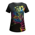 thumbnail image 5 of ICHUANYI ClearanceWomen's Fashion Print Short Sleeve T-shirt Tops Casual Loose Blouse Tops(Black, XL) ICHUANYI WER20232080502832, 5 of 5