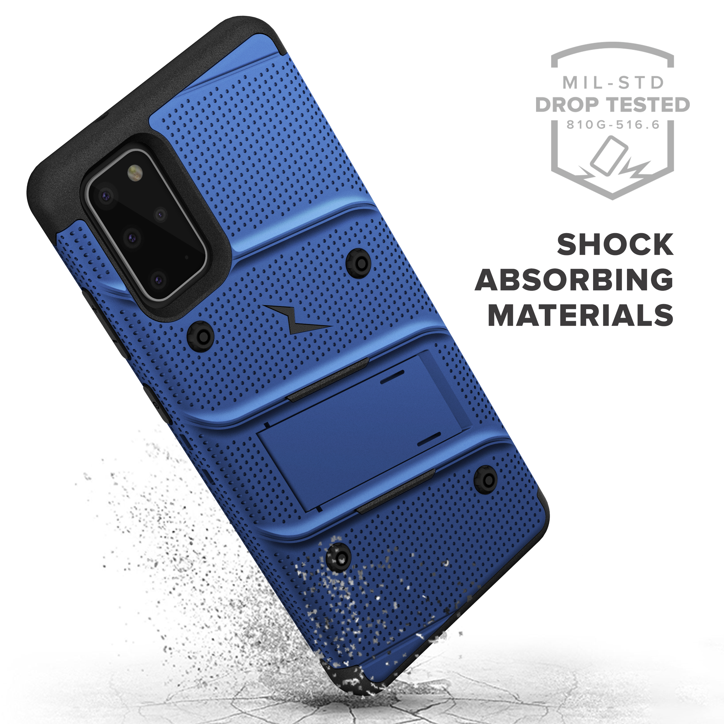 ZIZO BOLT Series for Galaxy S20 Plus Case with Kickstand Holster Lanyard - Blue