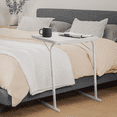 thumbnail image 5 of MoNiBloom Tilting TV Tray Folding Table, 22" Adjustable Height Desk for Eating Dinner Working on Bed & Sofa, White, 5 of 12