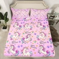 YST Rainbow Unicorn Sheet Set Queen, Stars Diamond Fitted Sheet For