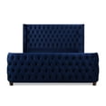 thumbnail image 4 of King Size Bed In Navy Blue Velvet With Wingback Design And Foam Filler Tufting, 4 of 4