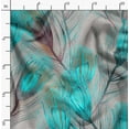 thumbnail image 2 of Soimoi Silk Fabric Peacock Feather Printed Fabric 1 Yard 42 Inch Wide, 2 of 4