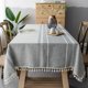 thumbnail image 2 of Elegante mantel de algodón y lino, funda lavable para mesa de comedor, mantel de picnic (asimetría - gris, 110 x 170 cm),, 2 of 5