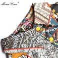 thumbnail image 4 of Moaa Yina Lapel Single Breasted Lantern Long Sleeve Vintage Print Dress, 4 of 7