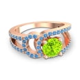 thumbnail image 3 of 2.50 Ct Round Shape Peridot & Blue Topaz Gemstone Elegant Bridal Ring for Ladies Solid 14K Rose Gold Size 6.5 by Diamond-Capitals, 3 of 8