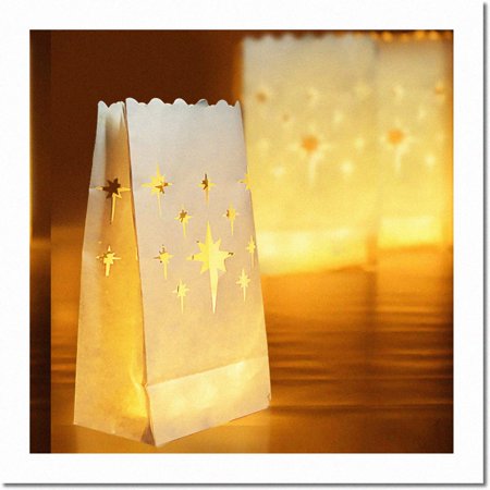 Starlit Celebration Luminary Set - 24 Flame Resistant Candle Bags for Weddings, Thanksgiving, and Parties